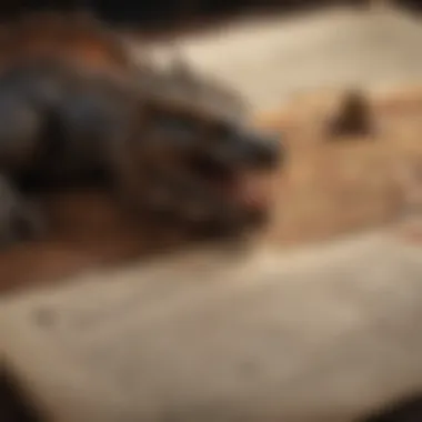 The Ancient Lore of Dragons An ancient scroll depicting dragon legends and lore