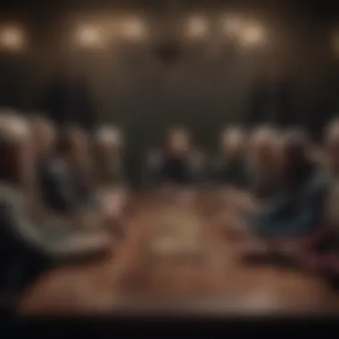 Council of Lords Deliberating Fiscal Policies Illustration of a council meeting discussing financial matters