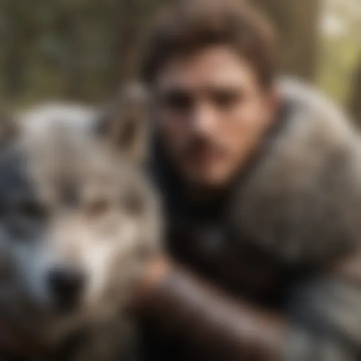 Robb Stark with his loyal direwolf, symbolizing their bond