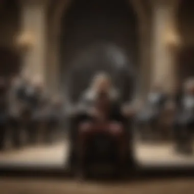 The Targaryen Chair surrounded by key figures in Westerosi politics