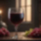 A goblet filled with red wine symbolizing power and intrigue