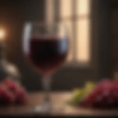 A goblet filled with red wine symbolizing power and intrigue