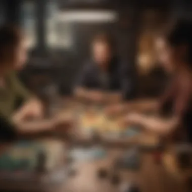 Engaging in Modern Board Game Play A modern board game being played by a diverse group around a table.
