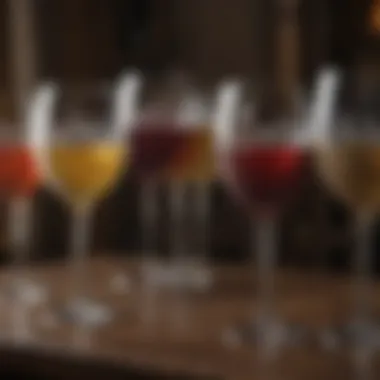 Replica wine glasses with various designs representing different houses in Westeros.