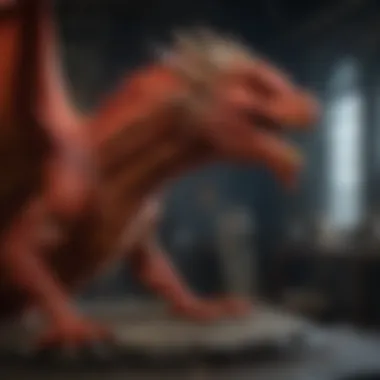 Transformation of the Red Dragon A captivating scene showcasing the transformation of a red dragon in a fantasy realm