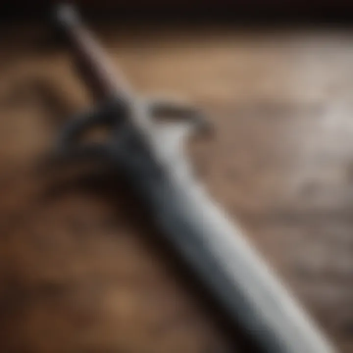 Close-up of a broken sword, symbolizing lost battles and fallen heroes