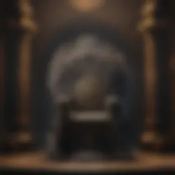 A regal throne adorned with the sigils of the three kings