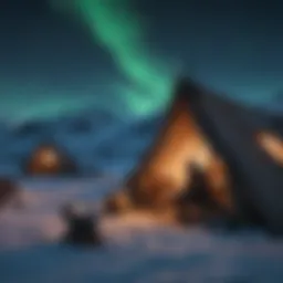 A wildling camp under the northern lights