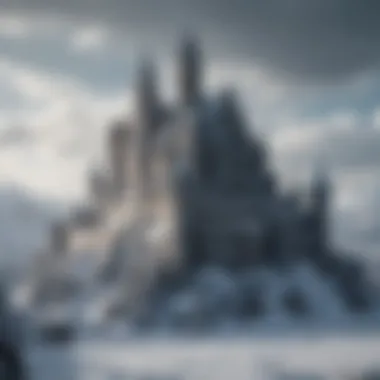 A snow-covered castle in Westeros representing the looming threat of winter.