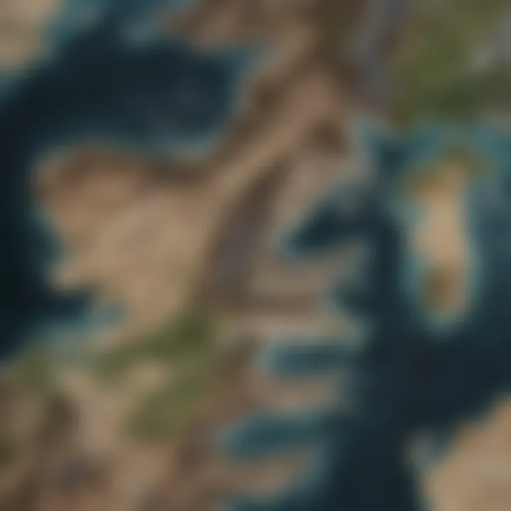 Map of Westeros highlighting significant rivers and springs