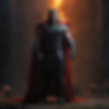 Unveiling the Enigmatic Aura of Thor Strongman Dark silhouette of a mysterious figure against a fiery backdrop