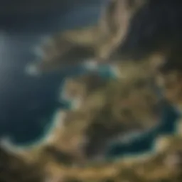 A detailed map of Westeros showcasing various regions and landmarks.