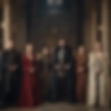 An artistic representation of a royal court, highlighting the intricate social dynamics of the Game of Thrones universe.