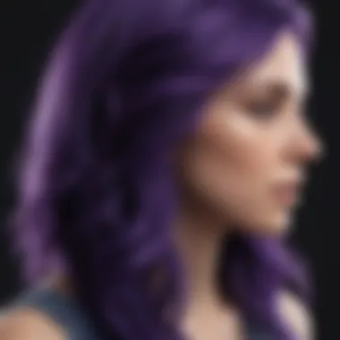 Precision Application of Blue Dye to Purple Strands Hair Dye Brush Applying Blue Color to Purple Hair Strands
