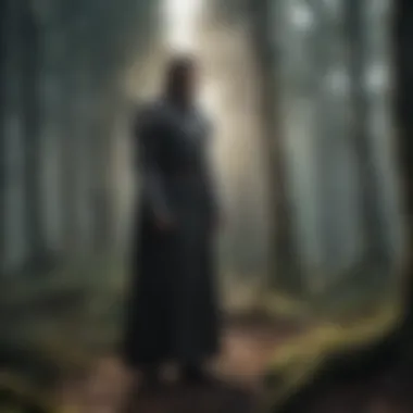 The Enigmatic Nature of Prophecy: A Mystical Encounter A mystical figure in the woods, representing the enigmatic nature of prophecy.