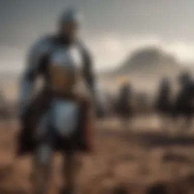 Knight standing in the midst of a battlefield