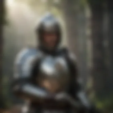 Knight in shining armor wielding a sword