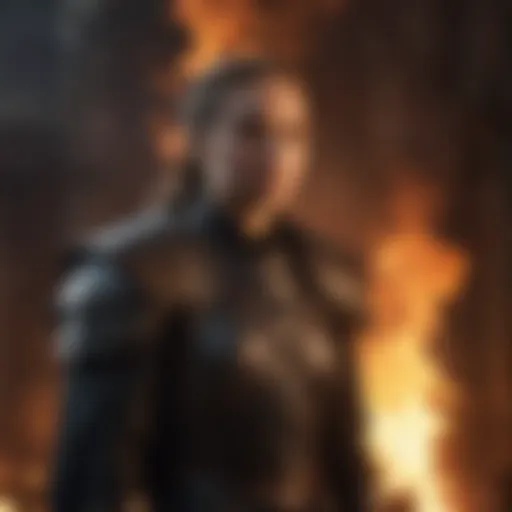 Game of Thrones character standing in the midst of flames