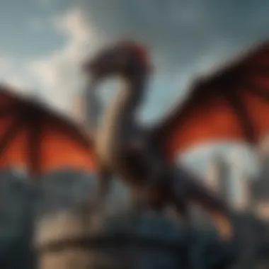 Majestic Dragon Soaring Above the Red Keep Dragon flying over the Red Keep