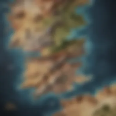Detailed Cartography of the Seven Kingdoms Map of Westeros with intricate details