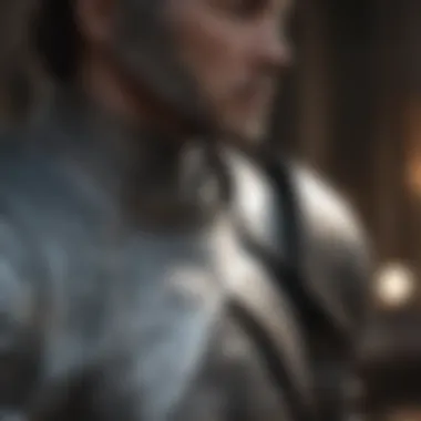 A close-up view of Valyrian steel armor glinting in the light