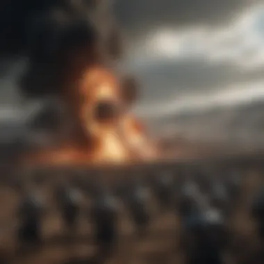 The Turmoil of Battle A dramatic battlefield scene showcasing the chaos of war in Westeros.