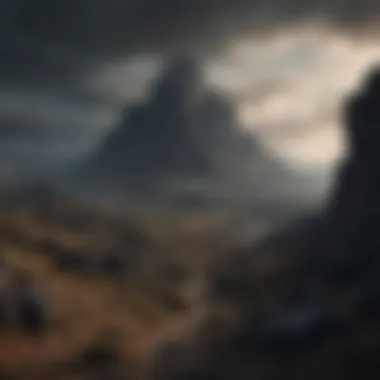 Ominous Landscape of Darkness An ominous landscape representing the rise of darkness in the realms