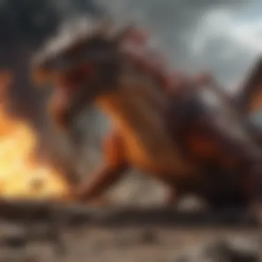 Dragons Unleashed: The Battle of Fire The fiery clash of dragon flames illuminating the battlefield.