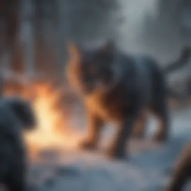 Artistic portrayal of the intense battle scene in Warrior Cats Fire and Ice