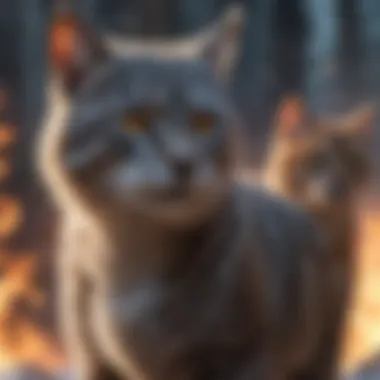 Artistic representation of the main characters from Warrior Cats Fire and Ice