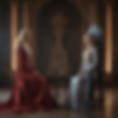 The Power Struggle Intense confrontation between sisters in a throne room